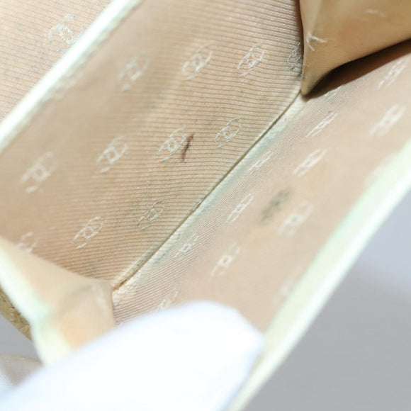 CHANEL Bifold Wallet Leather White Gold CC Auth bs27934