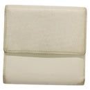 CHANEL Bifold Wallet Leather White Gold CC Auth bs27934-2