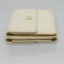 CHANEL Bifold Wallet Leather White Gold CC Auth bs27934-4