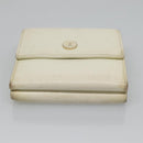 CHANEL Bifold Wallet Leather White Gold CC Auth bs27934-6