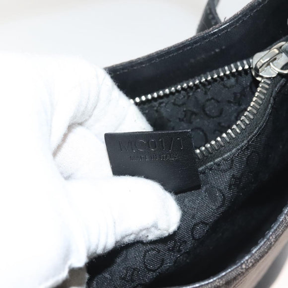 CELINE C Macadam Canvas Hand Bag Black Silver Auth bs27937