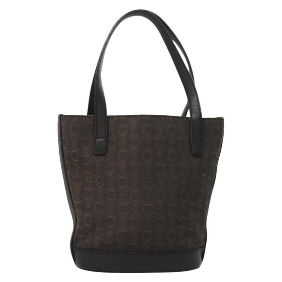 CELINE C Macadam Canvas Hand Bag Black Silver Auth bs27937
