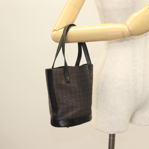 CELINE C Macadam Canvas Hand Bag Black Silver Auth bs27937