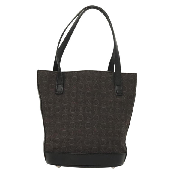 CELINE C Macadam Canvas Hand Bag Black Silver Auth bs27937