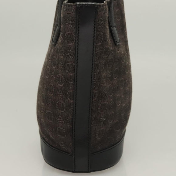 CELINE C Macadam Canvas Hand Bag Black Silver Auth bs27937