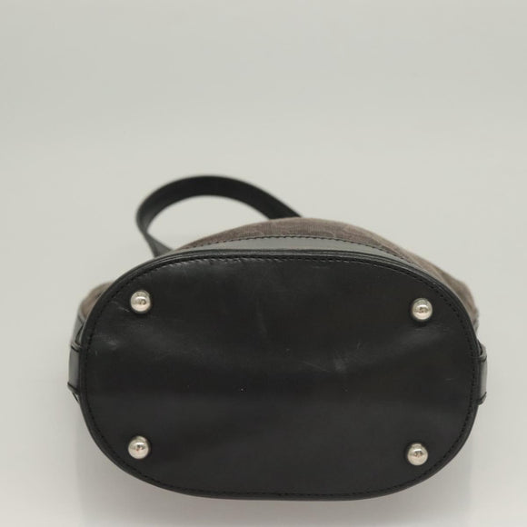 CELINE C Macadam Canvas Hand Bag Black Silver Auth bs27937