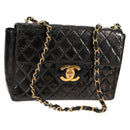 CHANEL Matelasse 30 Chain Shoulder Bag Enamel Black Gold CC Auth bs27942-1