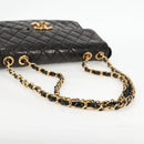 CHANEL Matelasse 30 Chain Shoulder Bag Enamel Black Gold CC Auth bs27942-9