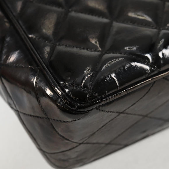 CHANEL Matelasse 30 Chain Shoulder Bag Enamel Black Gold CC Auth bs27942