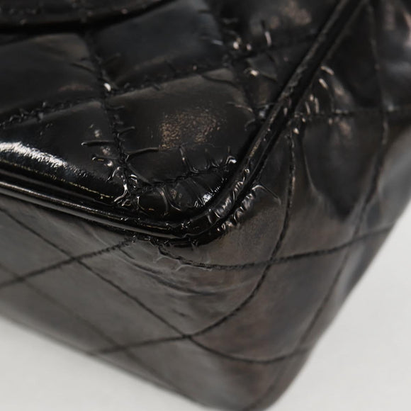 CHANEL Matelasse 30 Chain Shoulder Bag Enamel Black Gold CC Auth bs27942