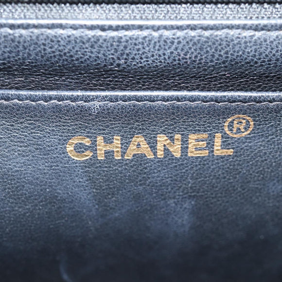 CHANEL Matelasse 30 Chain Shoulder Bag Enamel Black Gold CC Auth bs27942