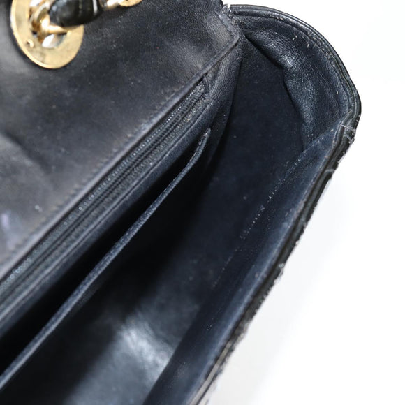 CHANEL Matelasse 30 Chain Shoulder Bag Enamel Black Gold CC Auth bs27942