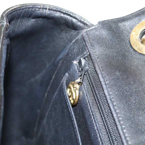 CHANEL Matelasse 30 Chain Shoulder Bag Enamel Black Gold CC Auth bs27942