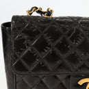 CHANEL Matelasse 30 Chain Shoulder Bag Enamel Black Gold CC Auth bs27942-2