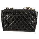 CHANEL Matelasse 30 Chain Shoulder Bag Enamel Black Gold CC Auth bs27942-3
