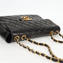CHANEL Matelasse 30 Chain Shoulder Bag Enamel Black Gold CC Auth bs27942-14