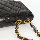 CHANEL Matelasse 30 Chain Shoulder Bag Enamel Black Gold CC Auth bs27942-8