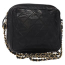 CHANEL Matelasse Chain Shoulder Bag Lamb Skin Black Gold CC Auth bs27944-1