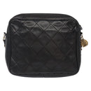 CHANEL Matelasse Chain Shoulder Bag Lamb Skin Black Gold CC Auth bs27944-2