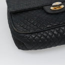 BALLY Chain Shoulder Bag Leather Black Gold Auth bs27966-14