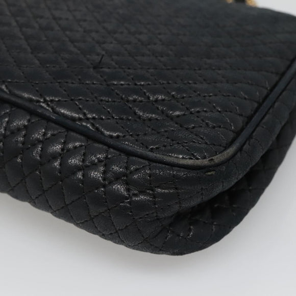 BALLY Chain Shoulder Bag Leather Black Gold Auth bs27966