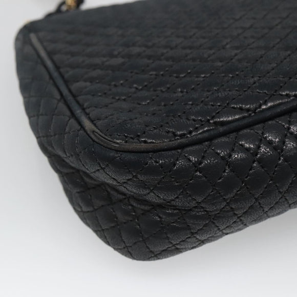 BALLY Chain Shoulder Bag Leather Black Gold Auth bs27966