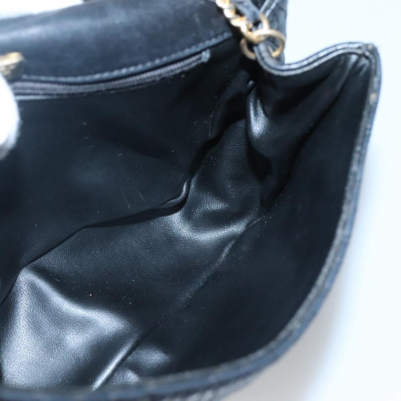 BALLY Chain Shoulder Bag Leather Black Gold Auth bs27966