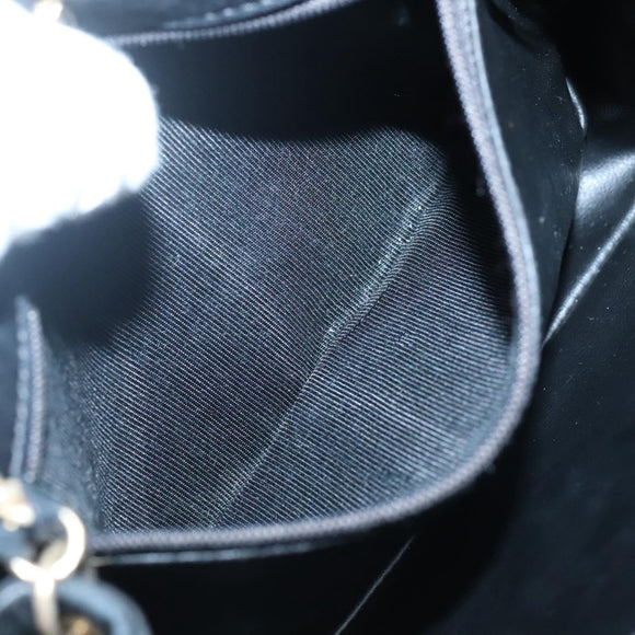 BALLY Chain Shoulder Bag Leather Black Gold Auth bs27966