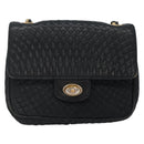 BALLY Chain Shoulder Bag Leather Black Gold Auth bs27966-13