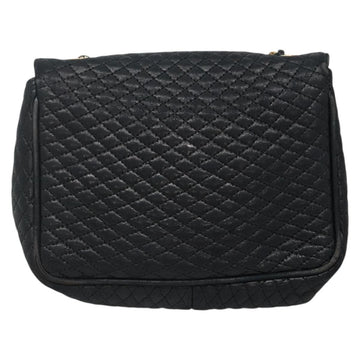 BALLY Chain Shoulder Bag Leather Black Gold Auth bs27966 - 0