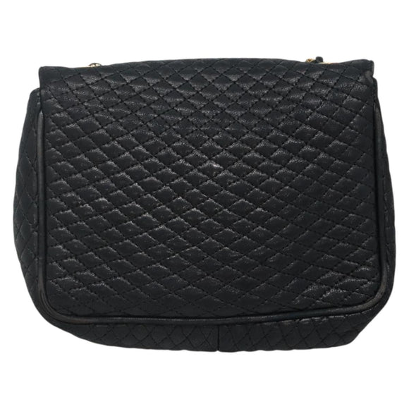 BALLY Chain Shoulder Bag Leather Black Gold Auth bs27966