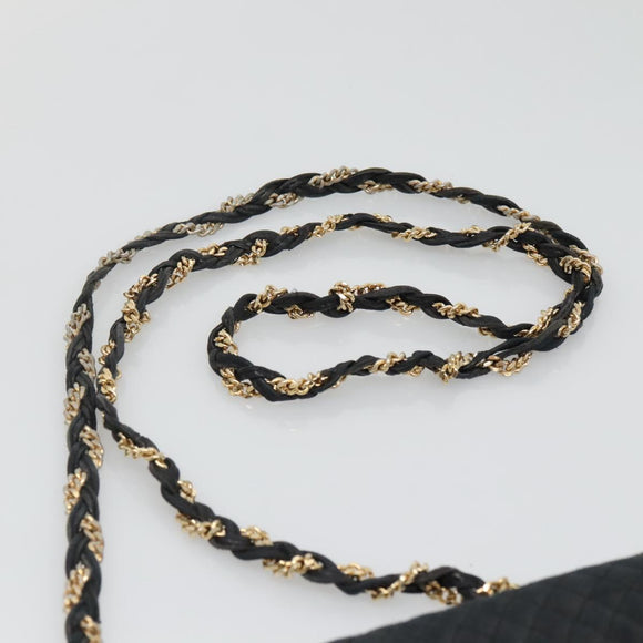 BALLY Chain Shoulder Bag Leather Black Gold Auth bs27966