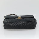 BALLY Chain Shoulder Bag Leather Black Gold Auth bs27966-5