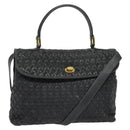 BALLY Hand Bag Leather 2way Gray Gold Auth bs27967-1