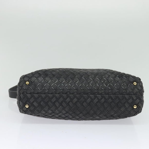 BALLY Hand Bag Leather 2way Gray Gold Auth bs27967