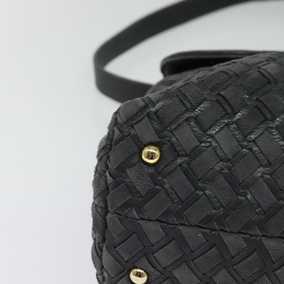 BALLY Hand Bag Leather 2way Gray Gold Auth bs27967