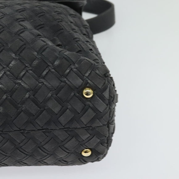 BALLY Hand Bag Leather 2way Gray Gold Auth bs27967