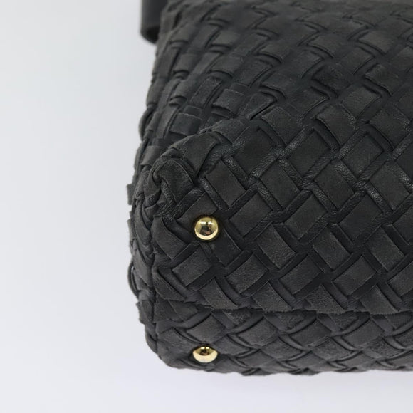 BALLY Hand Bag Leather 2way Gray Gold Auth bs27967