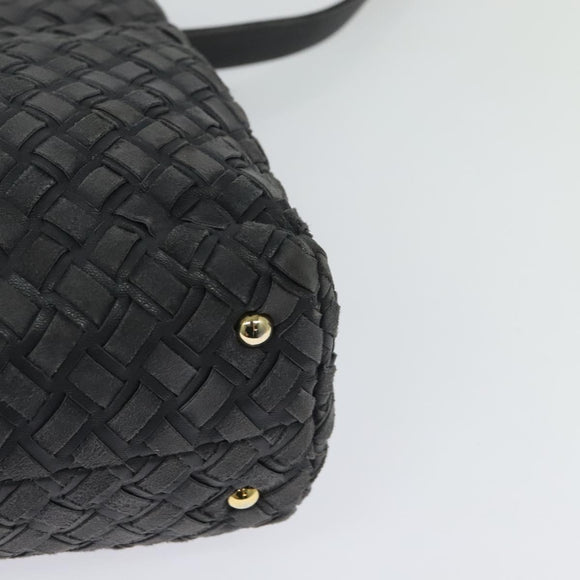 BALLY Hand Bag Leather 2way Gray Gold Auth bs27967