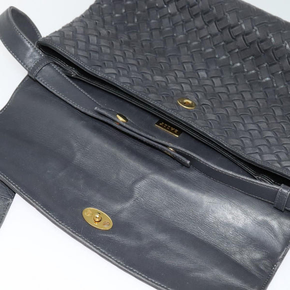 BALLY Hand Bag Leather 2way Gray Gold Auth bs27967