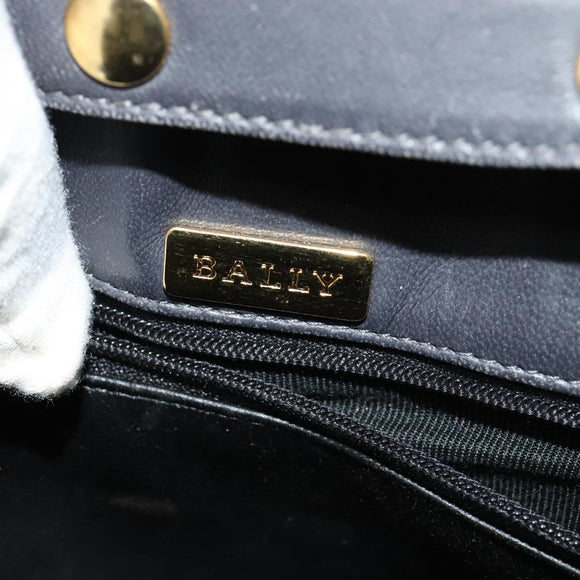 BALLY Hand Bag Leather 2way Gray Gold Auth bs27967