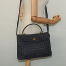 BALLY Hand Bag Leather 2way Gray Gold Auth bs27967-24