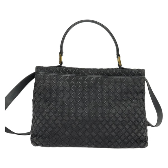 BALLY Hand Bag Leather 2way Gray Gold Auth bs27967