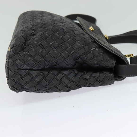 BALLY Hand Bag Leather 2way Gray Gold Auth bs27967