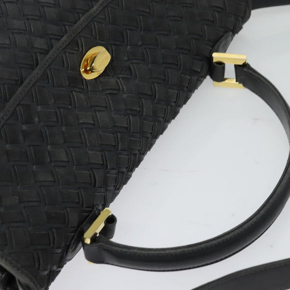 BALLY Hand Bag Leather 2way Gray Gold Auth bs27967