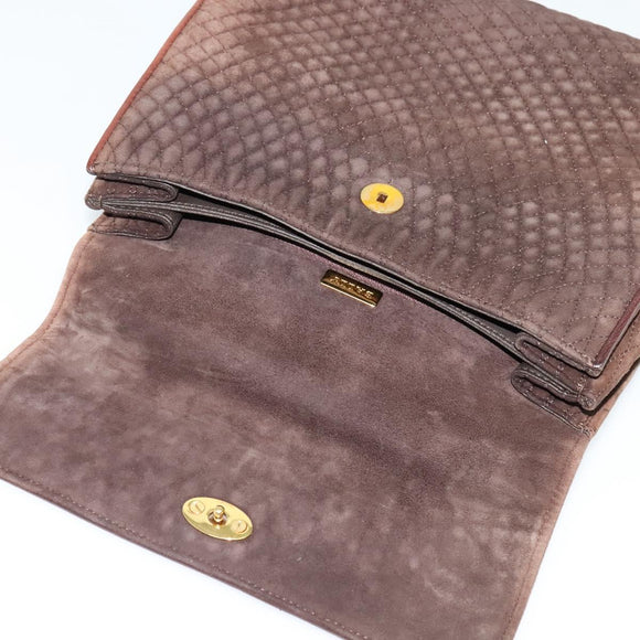 BALLY Hand Bag Suede 2way Brown Gold Auth bs27968
