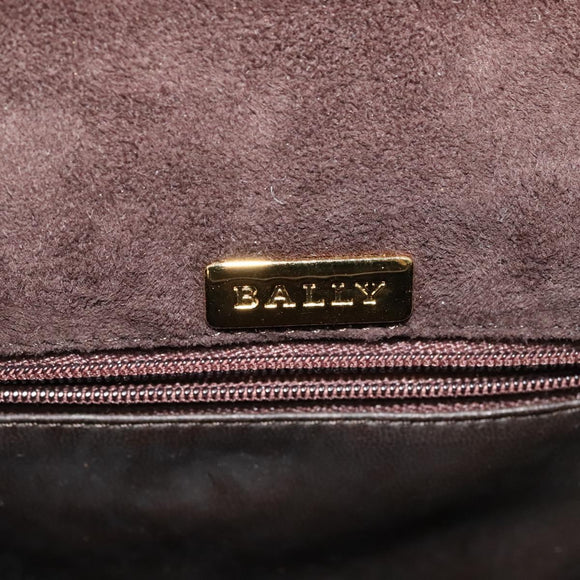 BALLY Hand Bag Suede 2way Brown Gold Auth bs27968