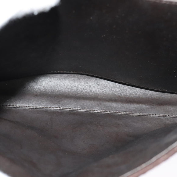 BALLY Hand Bag Suede 2way Brown Gold Auth bs27968