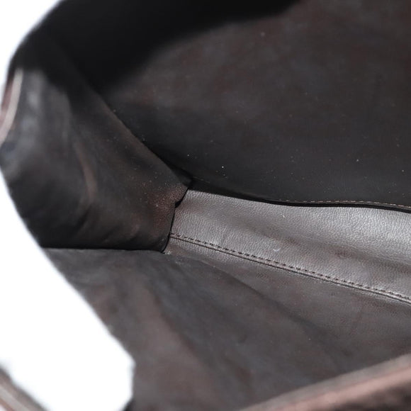 BALLY Hand Bag Suede 2way Brown Gold Auth bs27968