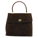 BALLY Hand Bag Suede 2way Brown Gold Auth bs27968-13